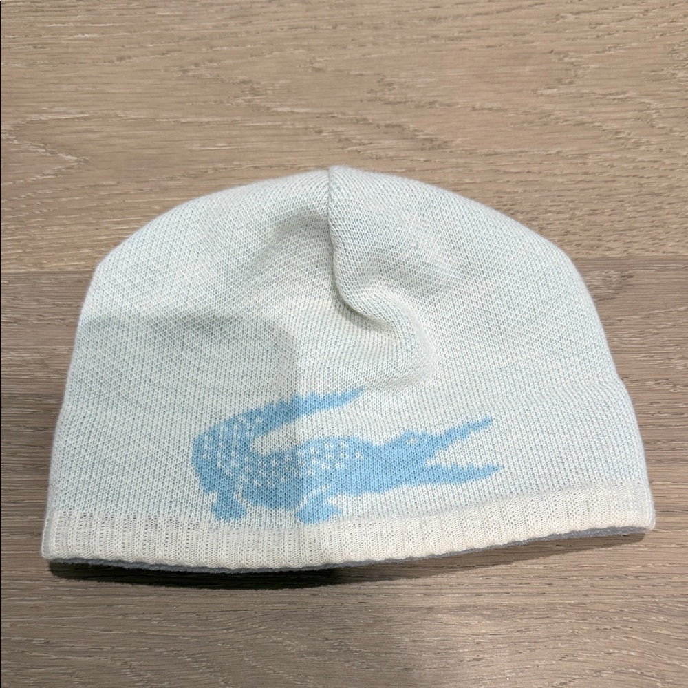 Lacoste Kids' White and Blue Beanie